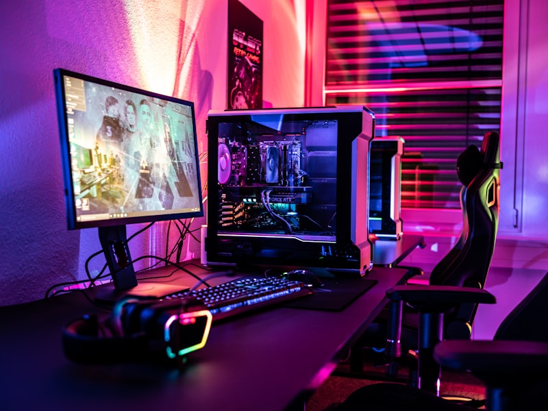 Neon-lit detective office scene